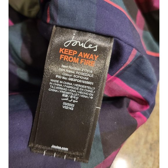 New! Joules Women US4 UK8 Rosedale Gray Quilted Jacket Plaid Lined Corduroy Trim - Picture 9 of 16